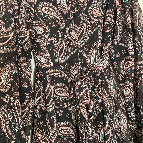 BETSEY JOHNSON PAISLEY PRINT BOHO RUFFLED DRESS BROWN AND PINK SZ 8 - Picture 4 of 8